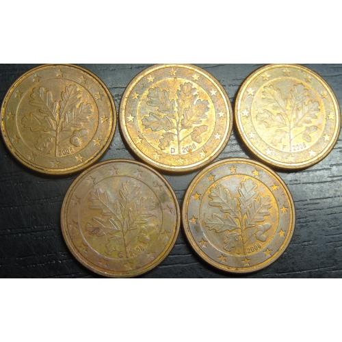 5 євроцентів 2008 Німеччина (всі монетні двори)