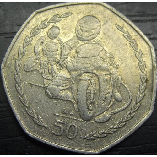 50 пенсів 1997 АА Мен Мотогонки "Tourist Trophy"