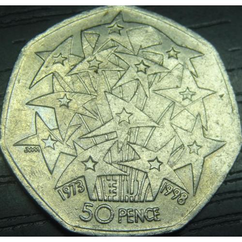 50 пенсів 1998 Британія - 25 років приєднання до Євросоюзу