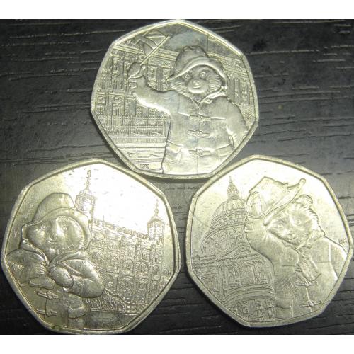 50 пенсів Британія серія Ведмедик Паддінгтон (три різновиди)