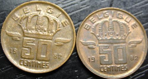 50 сантимів 1982 Бельгія (два різновиди)