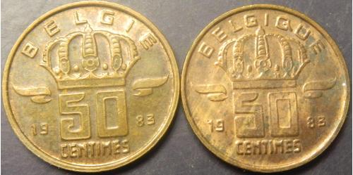 50 сантимів 1983 Бельгія (два різновиди)
