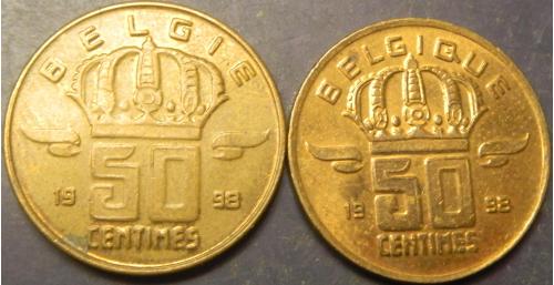 50 сантимів 1998 Бельгія (два різновиди)