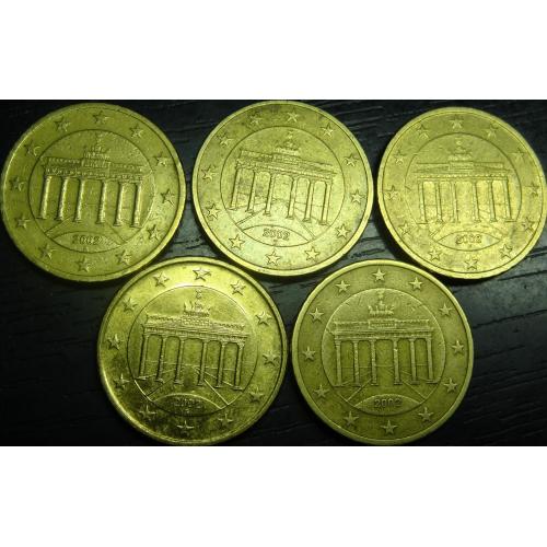50 євроцентів 2002 Німеччини (всі монетні двори)