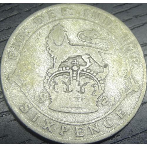 6 пенсів Британія 1921 срібло