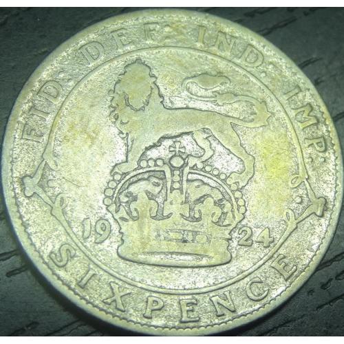 6 пенсів Британія 1924 срібло