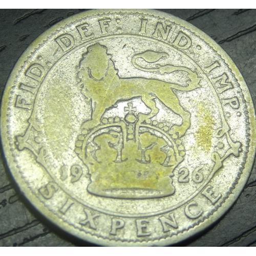 6 пенсів Британія 1926 срібло