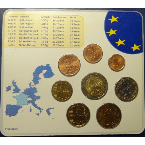 Комплект євромонет Франції UNC (повний комплект)