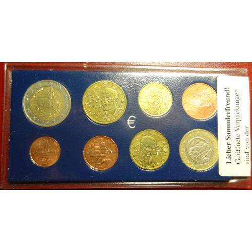 Комплект євромонет Греції 2002 UNC (повний комплект+сертифікат)