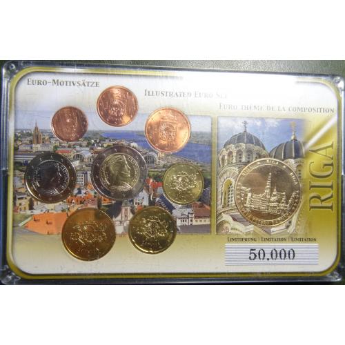 Комплект євромонет Латвії 2014 UNC (повний комплект+медаль)