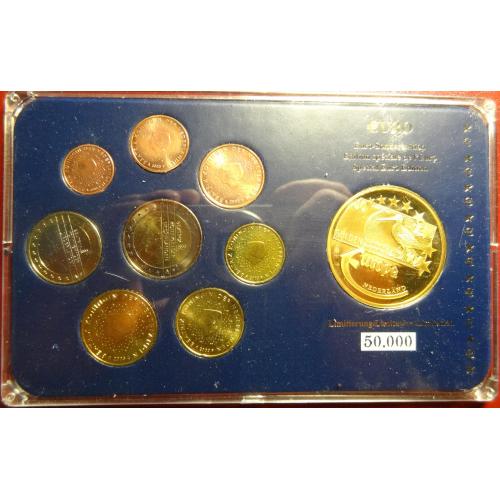 Комплект євромонет Нідерландів 2003 UNC (Королева Беатрікс) повний комплект + медаль