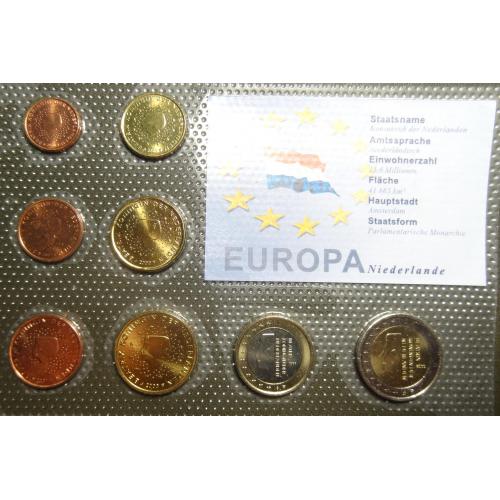 Комплект євромонет Нідерландів UNC (Королева Беатрікс) повний комплект