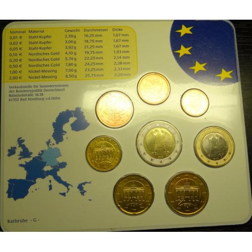 Комплект євромонет Німеччини 2003 G (повний комплект) UNC