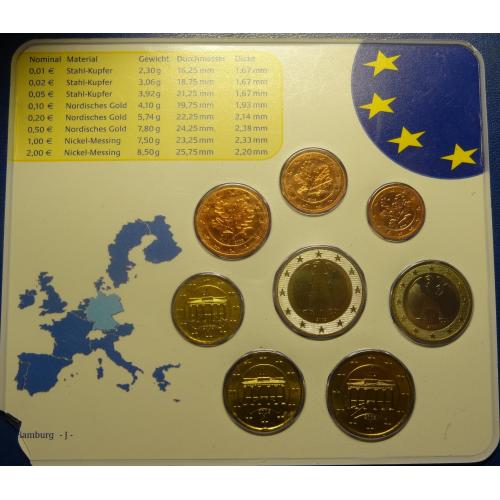 Комплект євромонет Німеччини 2003 J (повний комплект) UNC