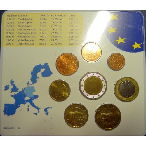 Комплект євромонет Німеччини 2004 G (повний комплект) UNC