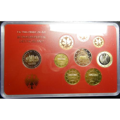 Комплект євромонет Німеччини 2007 F (повний комплект+ 2 ювілейні) UNC