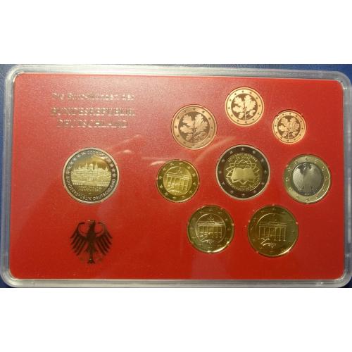 Комплект євромонет Німеччини 2007 G (повний комплект+2 ювілейні) UNC