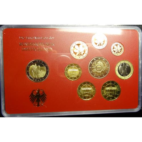 Комплект євромонет Німеччини 2012 A (повний комплект+ 2 ювілейні) UNC