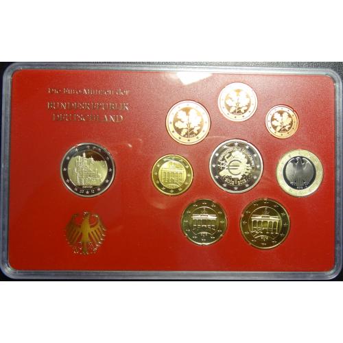 Комплект євромонет Німеччини 2012 D (повний комплект+ 2 ювілейні) UNC
