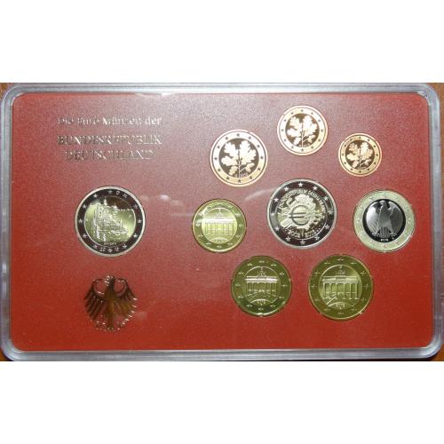 Комплект євромонет Німеччини 2012 G (повний комплект+2 ювілейні) UNC
