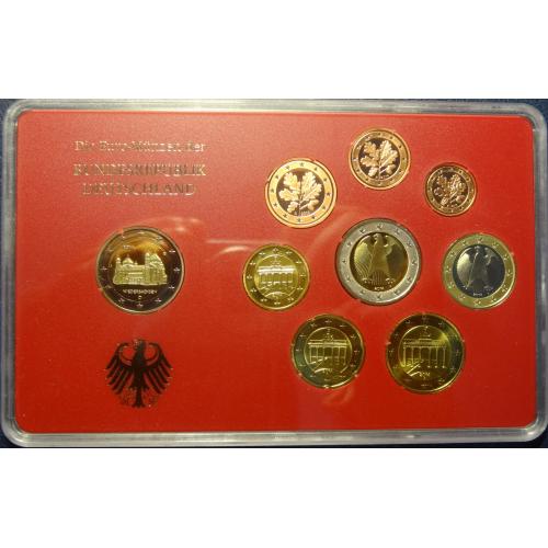 Комплект євромонет Німеччини 2014 A (повний комплект+ювілейна) UNC