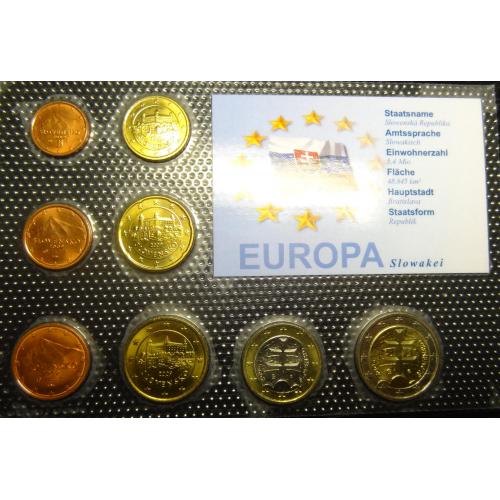 Комплект євромонет Словаччини 2009 UNC (повний комплект)