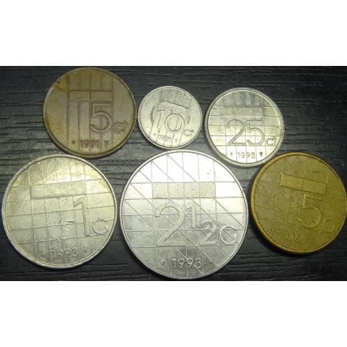 Комплект монет Нідерландів (Королева Беатрікс), до євро, повний комплект