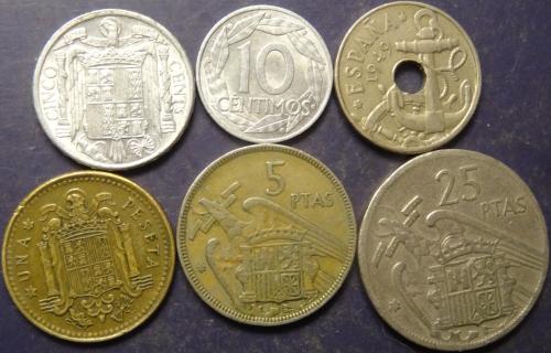 Комплект монет післявоєнної Іспанії (Франциско Франко)