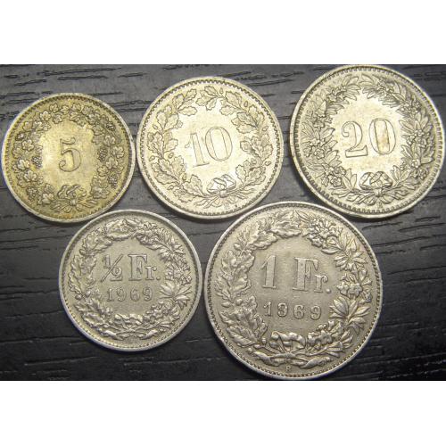 Комплект монет Швейцарії 1969