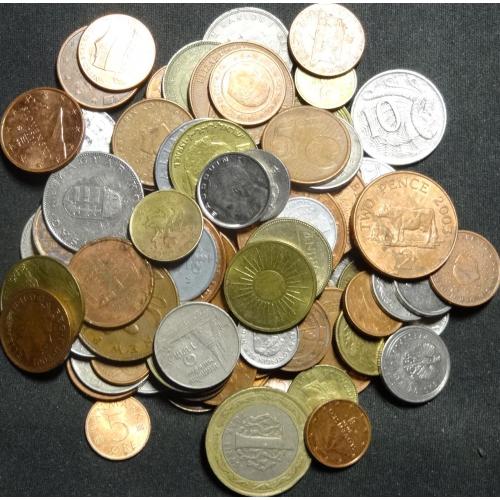 Комплект монет світу 100шт (30 країн), без повторів, без Росії, СРСР і України