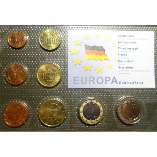 Комплект євромонет Німеччини 2002 G (повний комплект) UNC