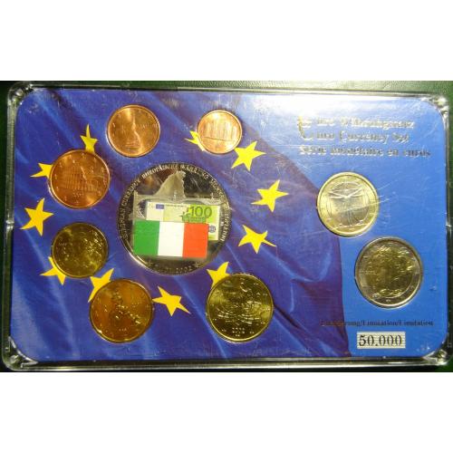 Комплект євромонет Італії 2002 UNC (повний комплект+медаль)