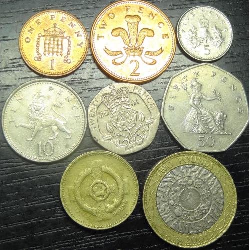 Річний комплект обігових монет Британії 2001 (повний)