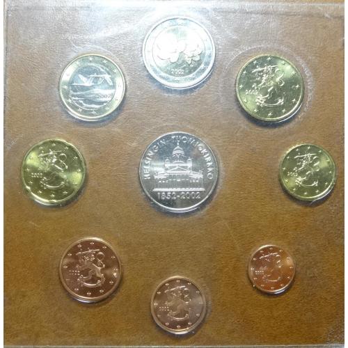 Комплект євромонет Фінляндії 2002 UNC (повний комплект+медаль)