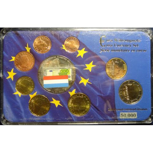 Комплект євромонет Люксембурга 2002 UNC (повний річний комплект+медаль)