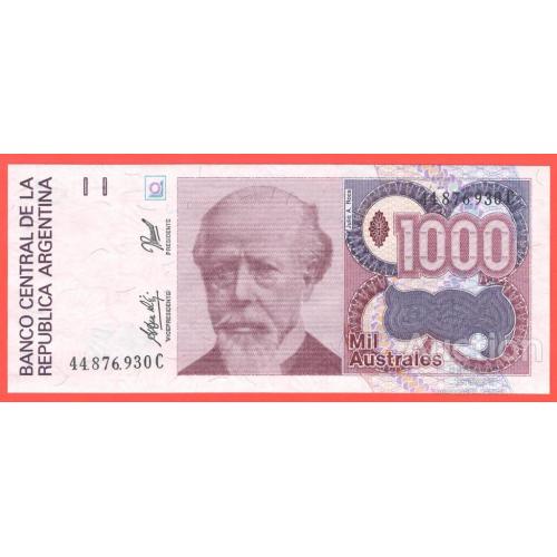 Аргентина 1000 аустралей 1988-1990р UNC P-329