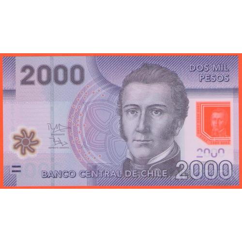 Чилі / Чили 2000 песо 2016р UNC Р-162f полімер