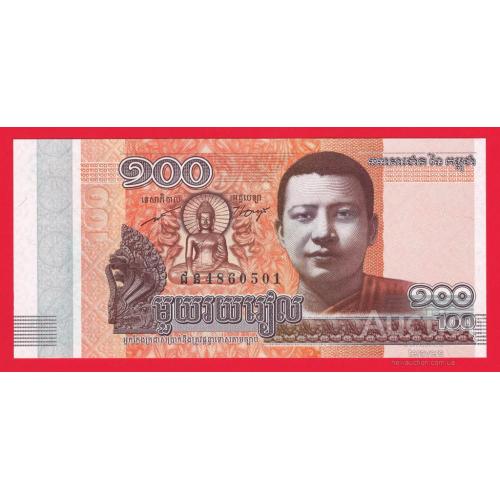 Камбоджа 100 рієль 2014р UNC Р-65а