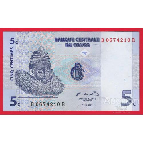 Конго 5 сантимів 1997р   UNC Р-81