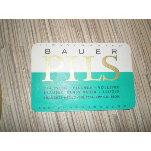 Этикетка Пиво PILS BAUER Германия ГДР 1970е
