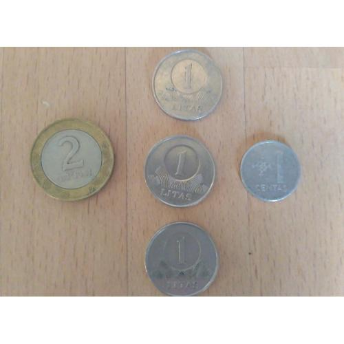 Литовские монеты, 5 шт