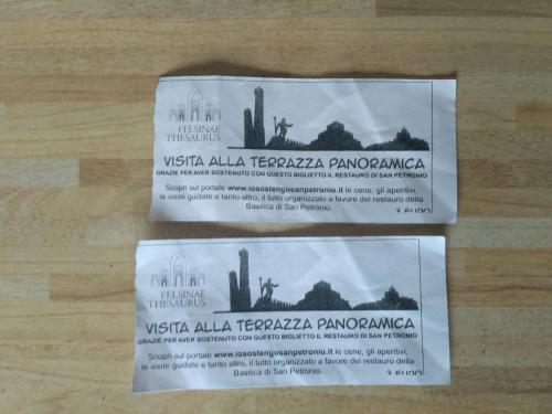 Входные билеты на панорамную террасу г.Болонья (2 шт одним лотом)