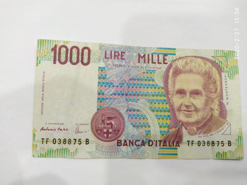 Банкнота 1000 лир 1990
