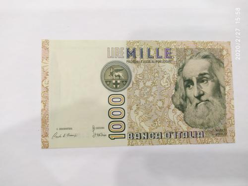 Банкнота 1000 лир 1982 год