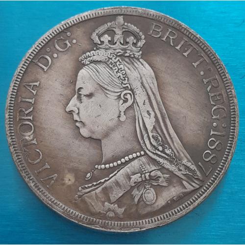 Англия, 5 шиллингов 1887 г., Королева Виктория, копия.