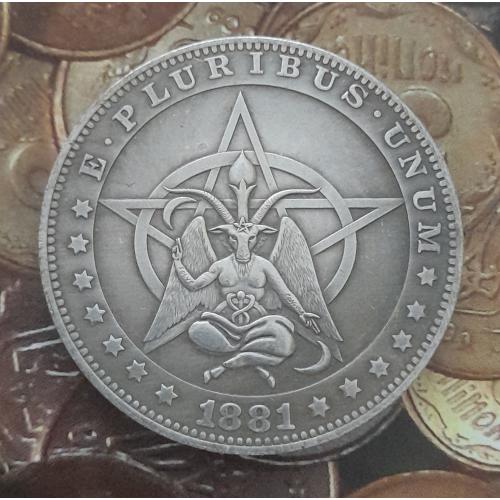 Долар США 1881 "Бафомет" Hobo nickel.