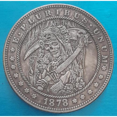 Доллар США 1878 г. "Смерть с косой" Hobo nickel 