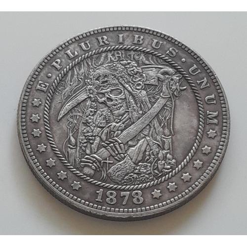 Доллар США 1878 г. "Смерть с косой" Hobo nickel 