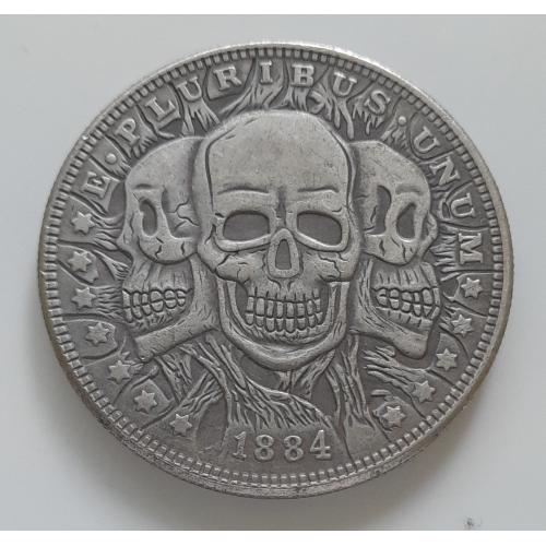 Доллар США 1884 г. "Три черепа". Hobo nickel.