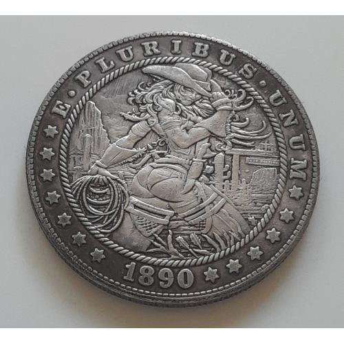Доллар США 1890 г. "Женщина ковбой Hobo nickel